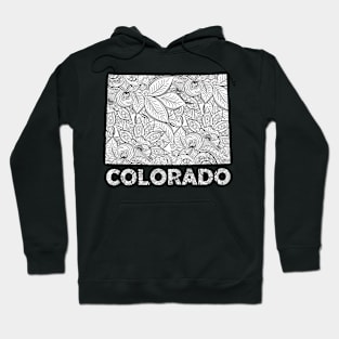 Mandala art map of Colorado with text in white Hoodie